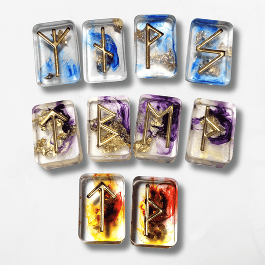 25 Customisable Smokey Elder Futhark Runes With Gold Foil - The Cerulean Wolf
