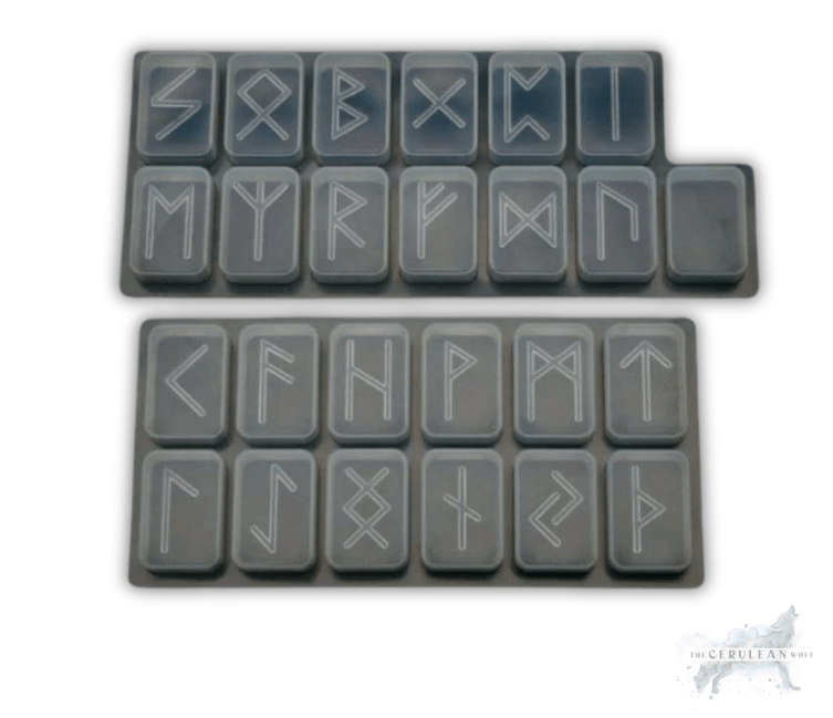 25 Holographic Elder Futhark Runes - The Cerulean Wolf