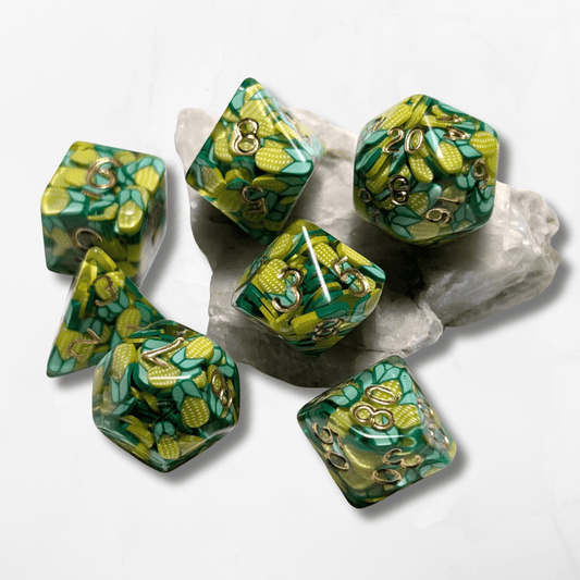 7 Corn Slice DND Dice - The Cerulean Wolf