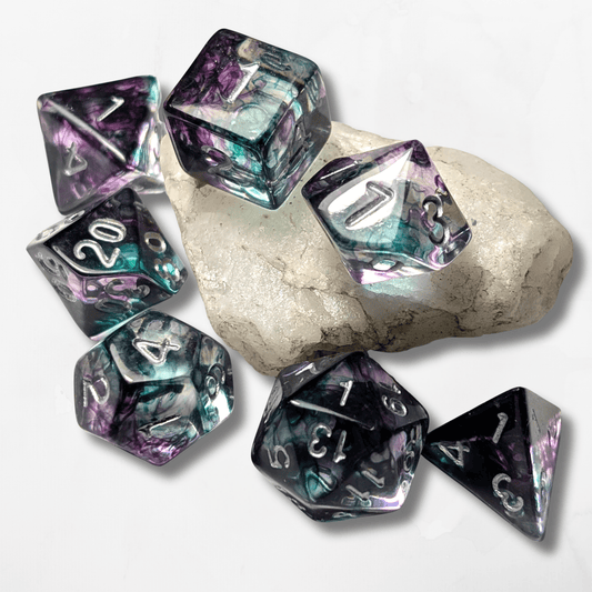 7 Customisable Misty Dice Set - The Cerulean Wolf