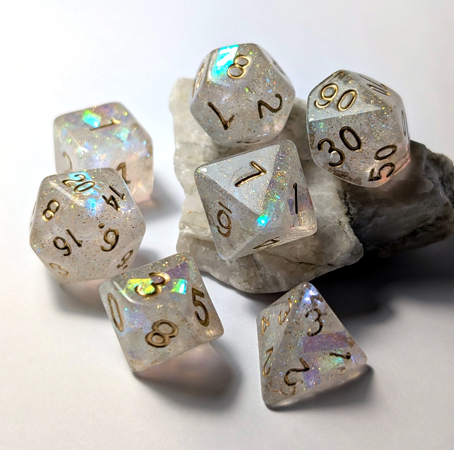 7 Holographic DND Dice - The Cerulean Wolf