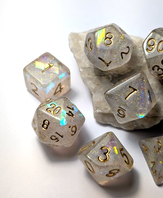 7 Holographic DND Dice - The Cerulean Wolf