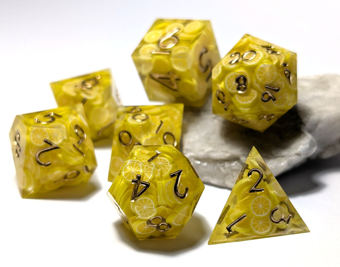 7 Lemon Slice DND Dice - The Cerulean Wolf