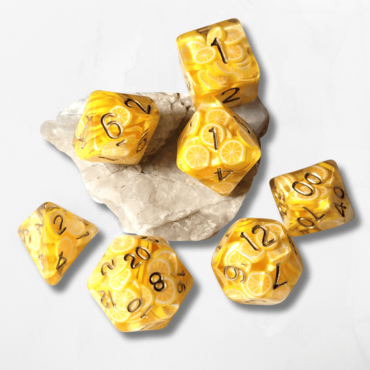 7 Lemon Slice DND Dice - The Cerulean Wolf