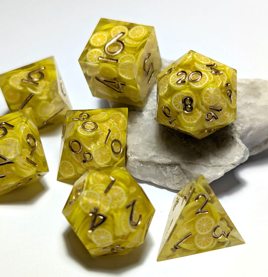 7 Lemon Slice DND Dice - The Cerulean Wolf