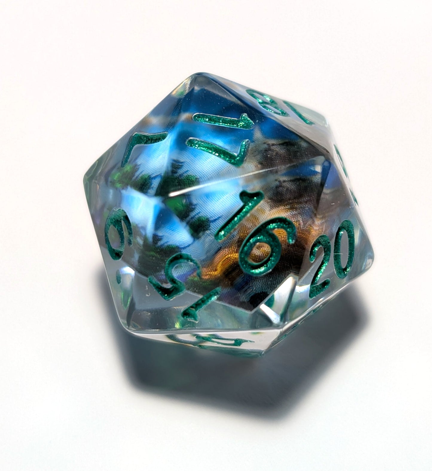 CUSTOM - 1x Dice Set & 2x Spindowns - The Cerulean Wolf