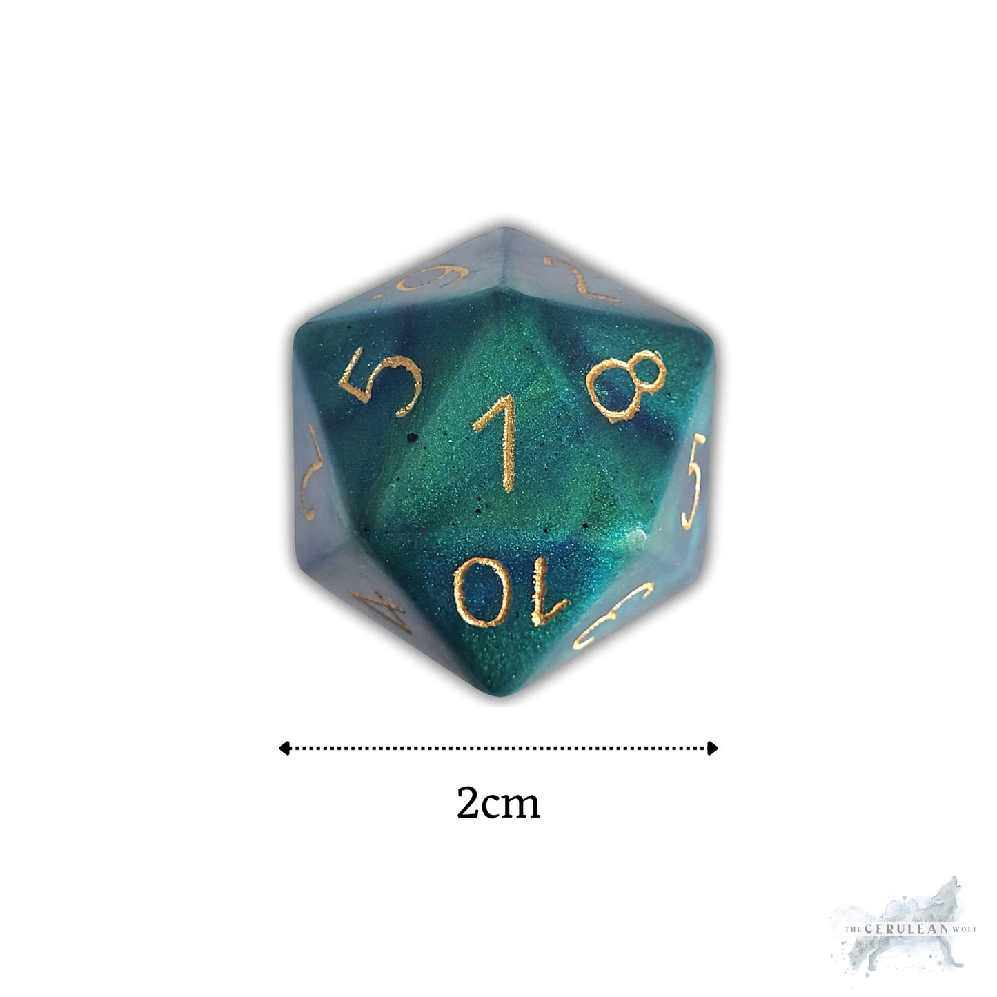 Custom Numbers and Colours Chonk D20 - The Cerulean Wolf