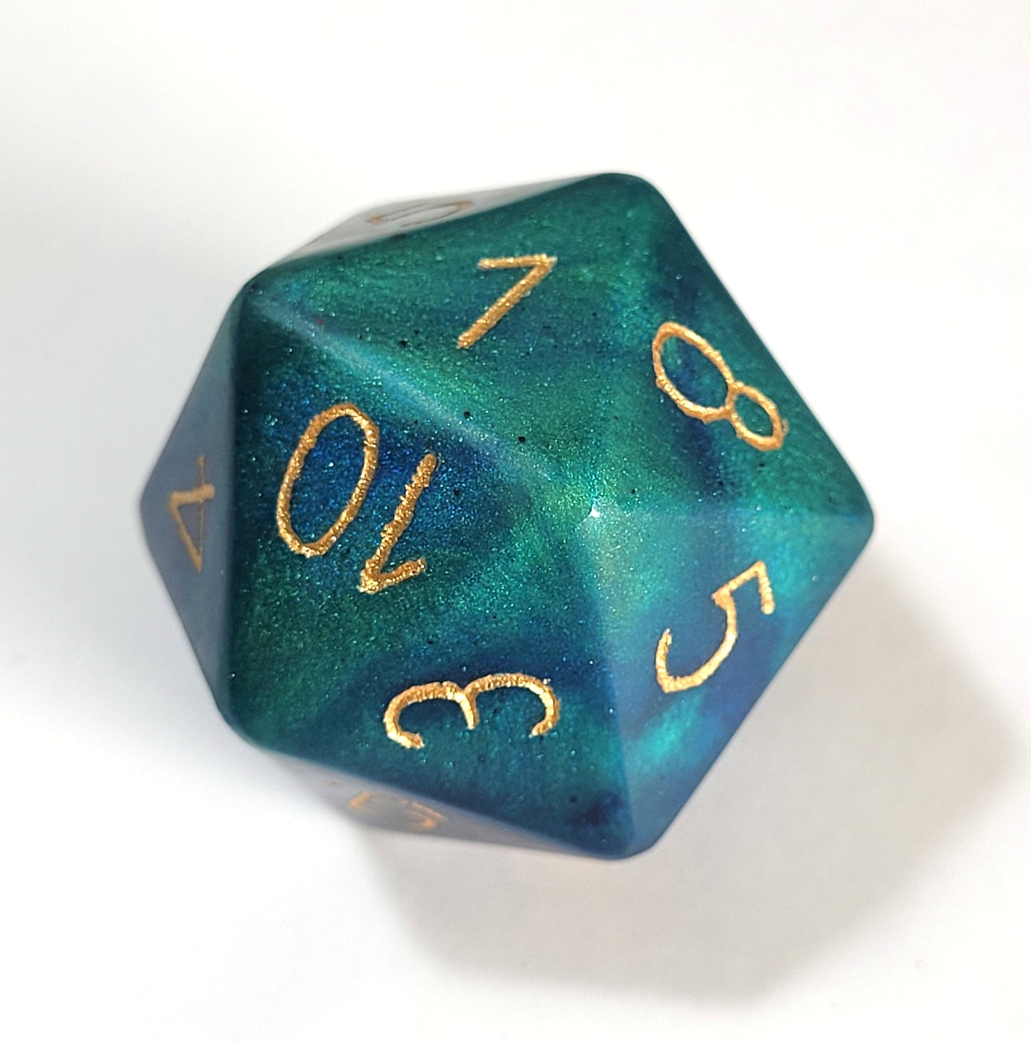 Custom Numbers and Colours Chonk D20 - The Cerulean Wolf