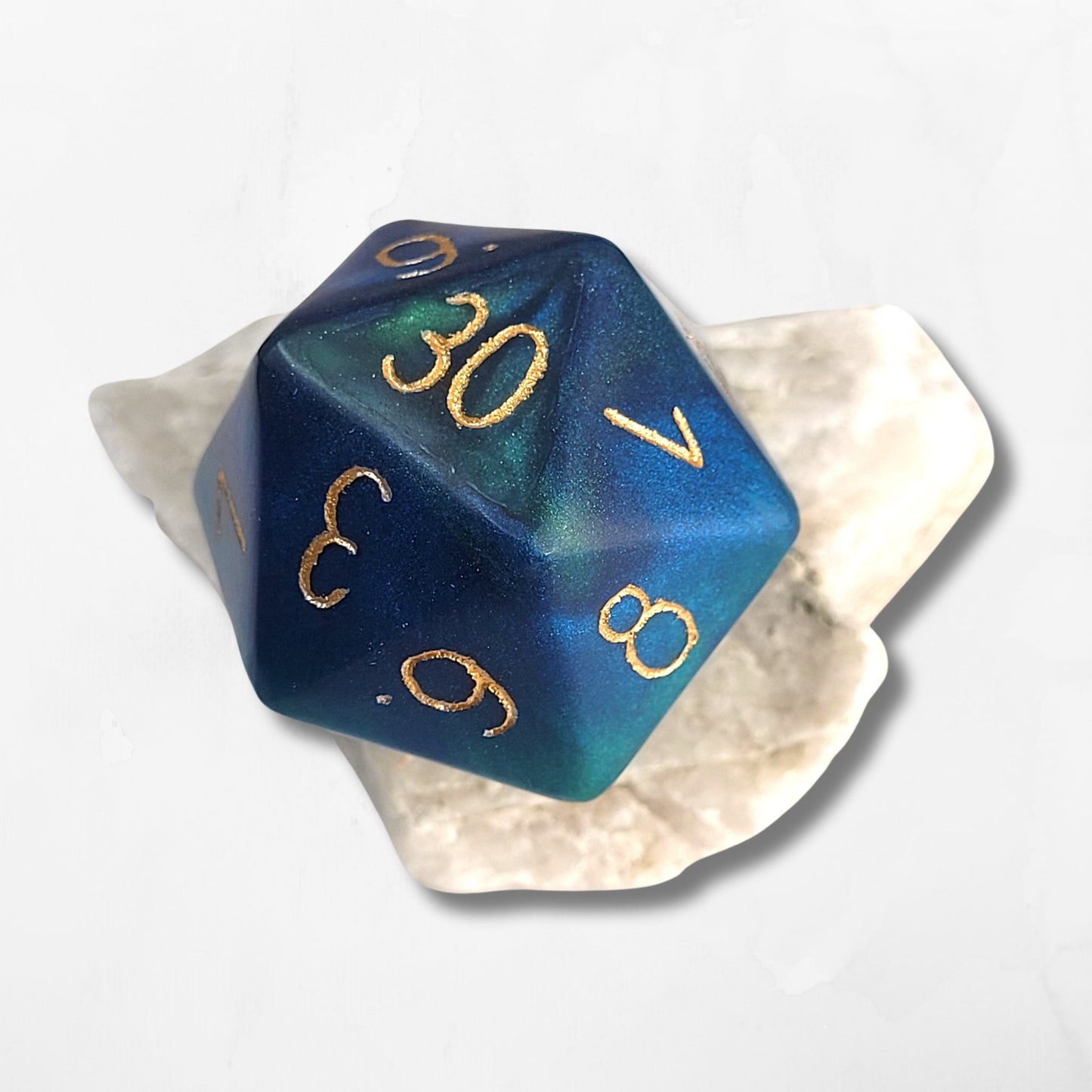 Custom Numbers and Colours Chonk D20 - The Cerulean Wolf