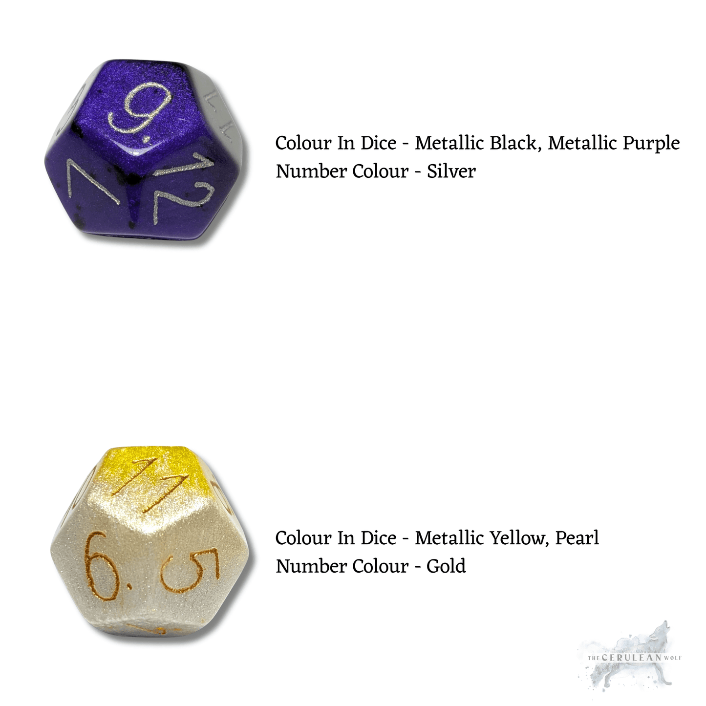 Custom Numbers & Colours D12 Dice - The Cerulean Wolf