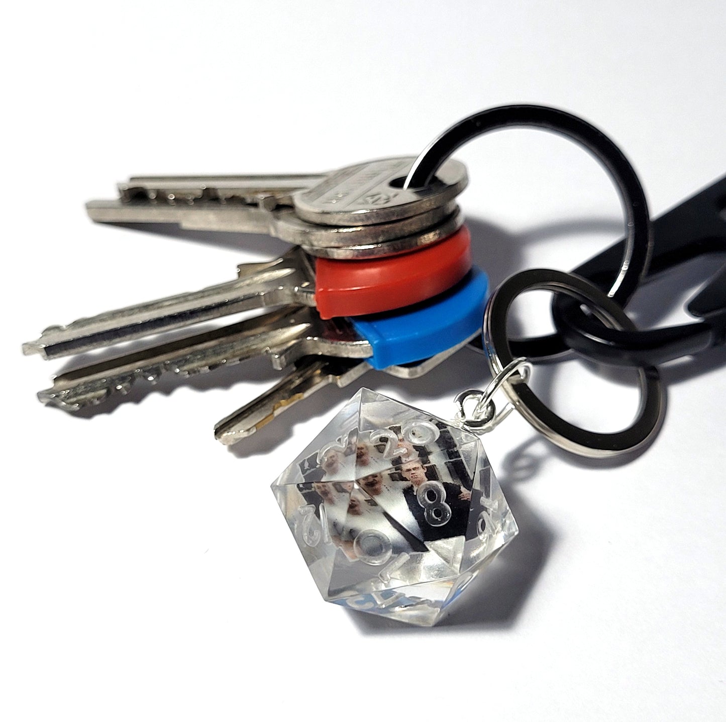 Customisable D20 Add Your Own Photo Keyring - The Cerulean Wolf