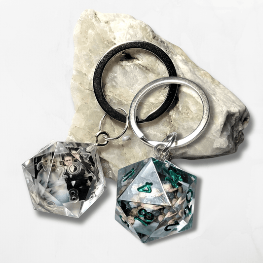 Customisable D20 Add Your Own Photo Keyring - The Cerulean Wolf