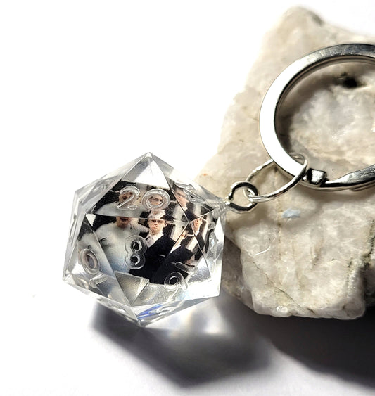 Customisable D20 Add Your Own Photo Keyring - The Cerulean Wolf