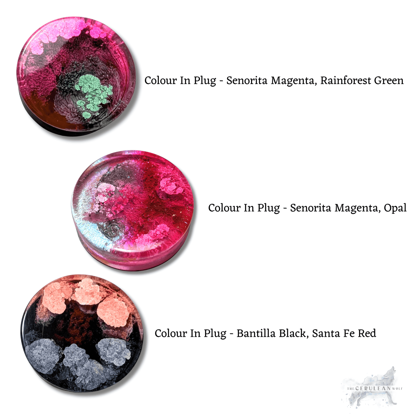 Customisable Double Flared Plugs - The Cerulean Wolf