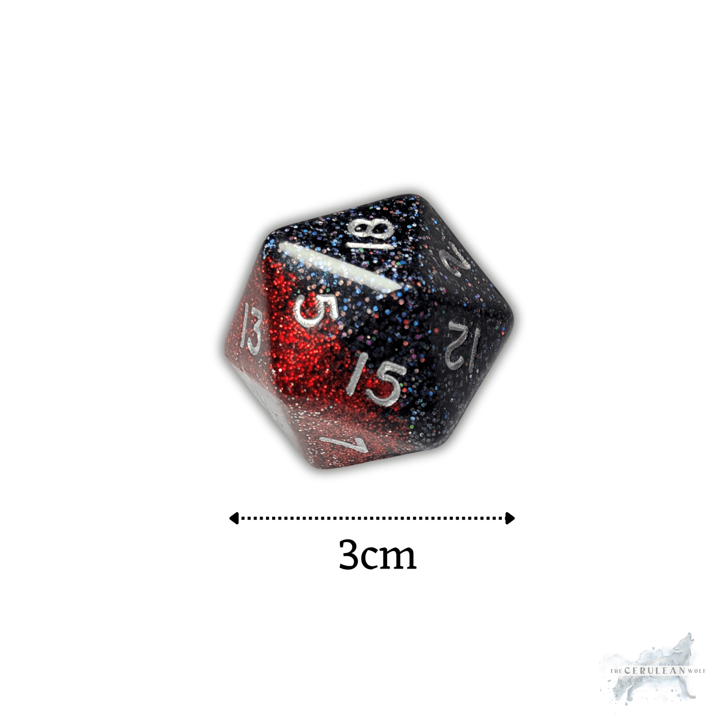 Customisable Large D20 Dice - The Cerulean Wolf