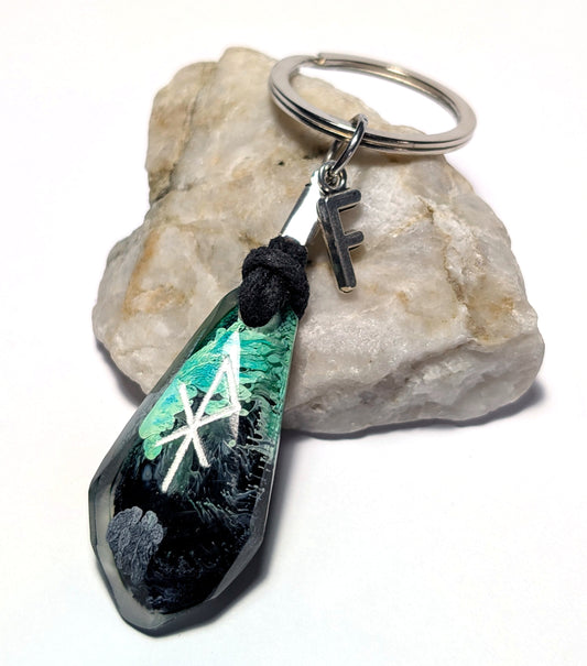 Customisable Love Bindrune Keyring - The Cerulean Wolf