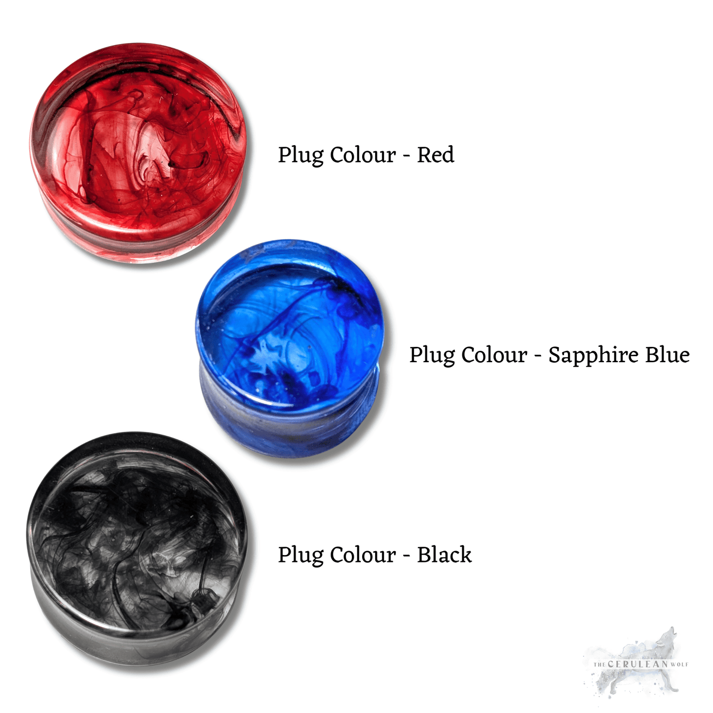 Customisable Misty Double Flared Plugs - The Cerulean Wolf