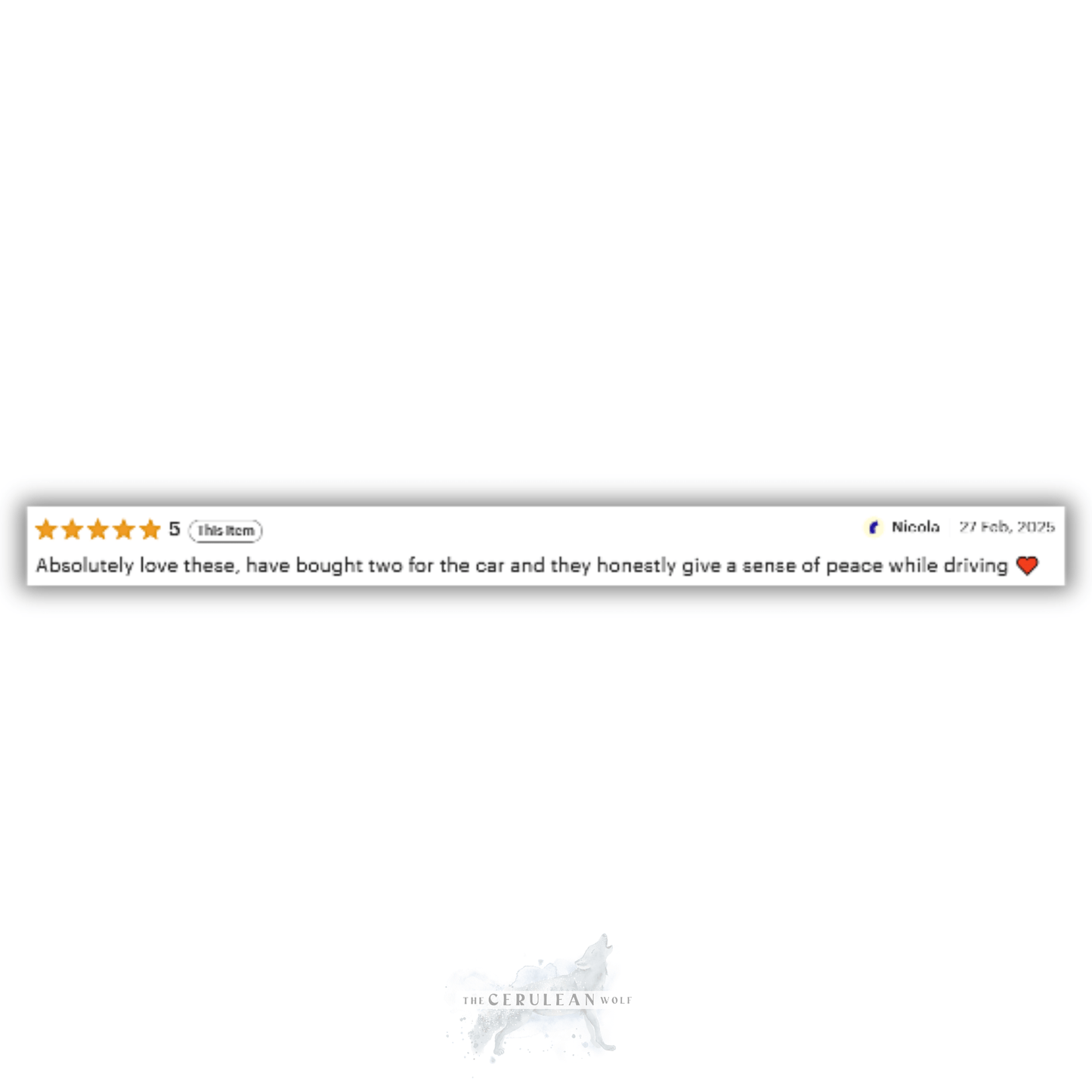 Customisable Safe Travels Car Mirror Charm - The Cerulean Wolf
