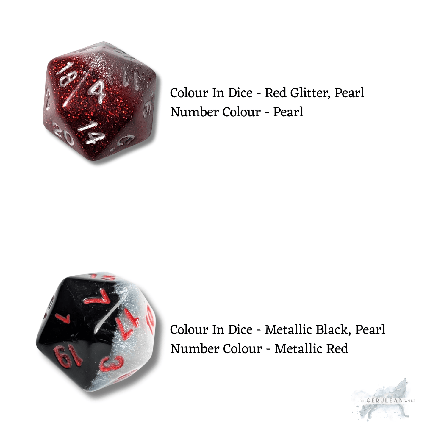 Customisable Single D20 Dice - The Cerulean Wolf