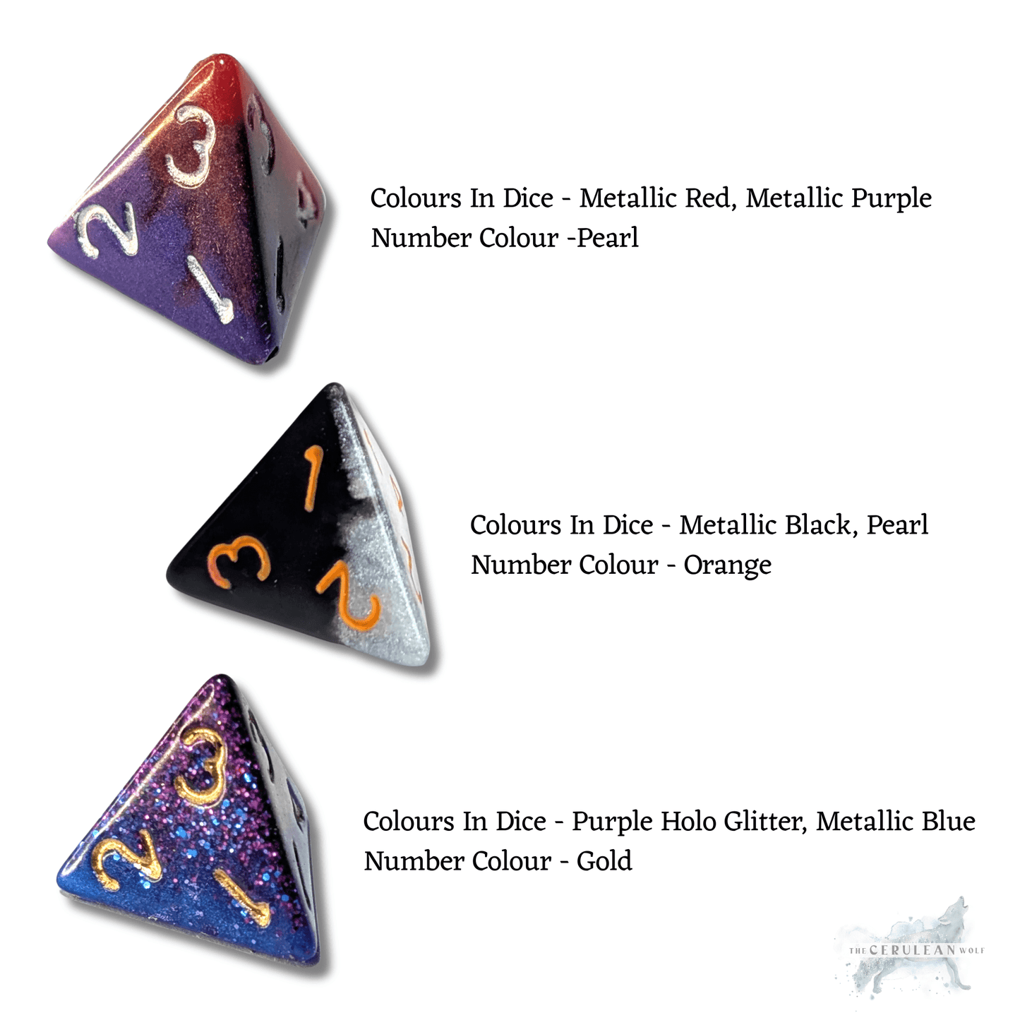 Customisable Single D4 Dice - The Cerulean Wolf