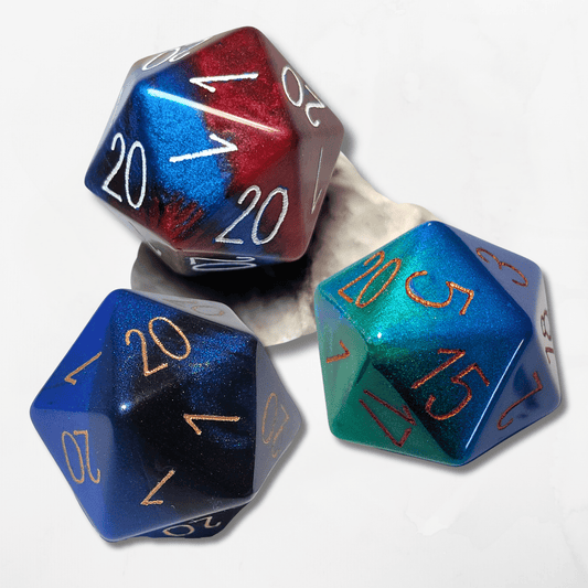 Large Custom Numbers and Colours D20 - The Cerulean Wolf