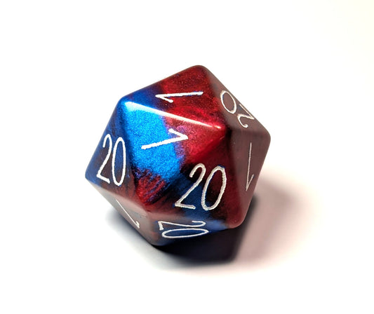 Large Custom Numbers and Colours D20 - The Cerulean Wolf