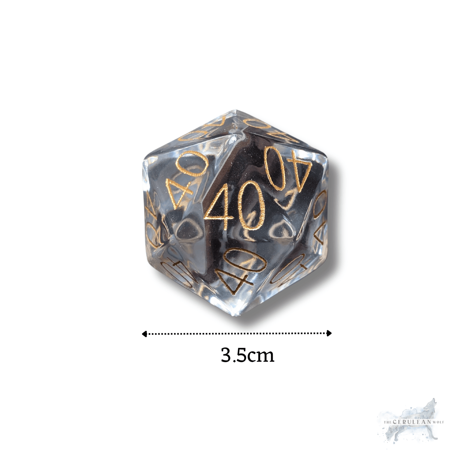 Large Custom Numbers and Photo D20 - The Cerulean Wolf
