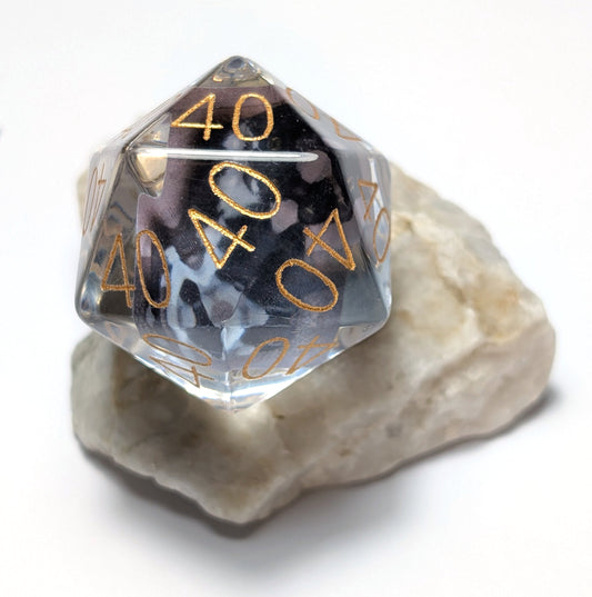Large Custom Numbers and Photo D20 - The Cerulean Wolf