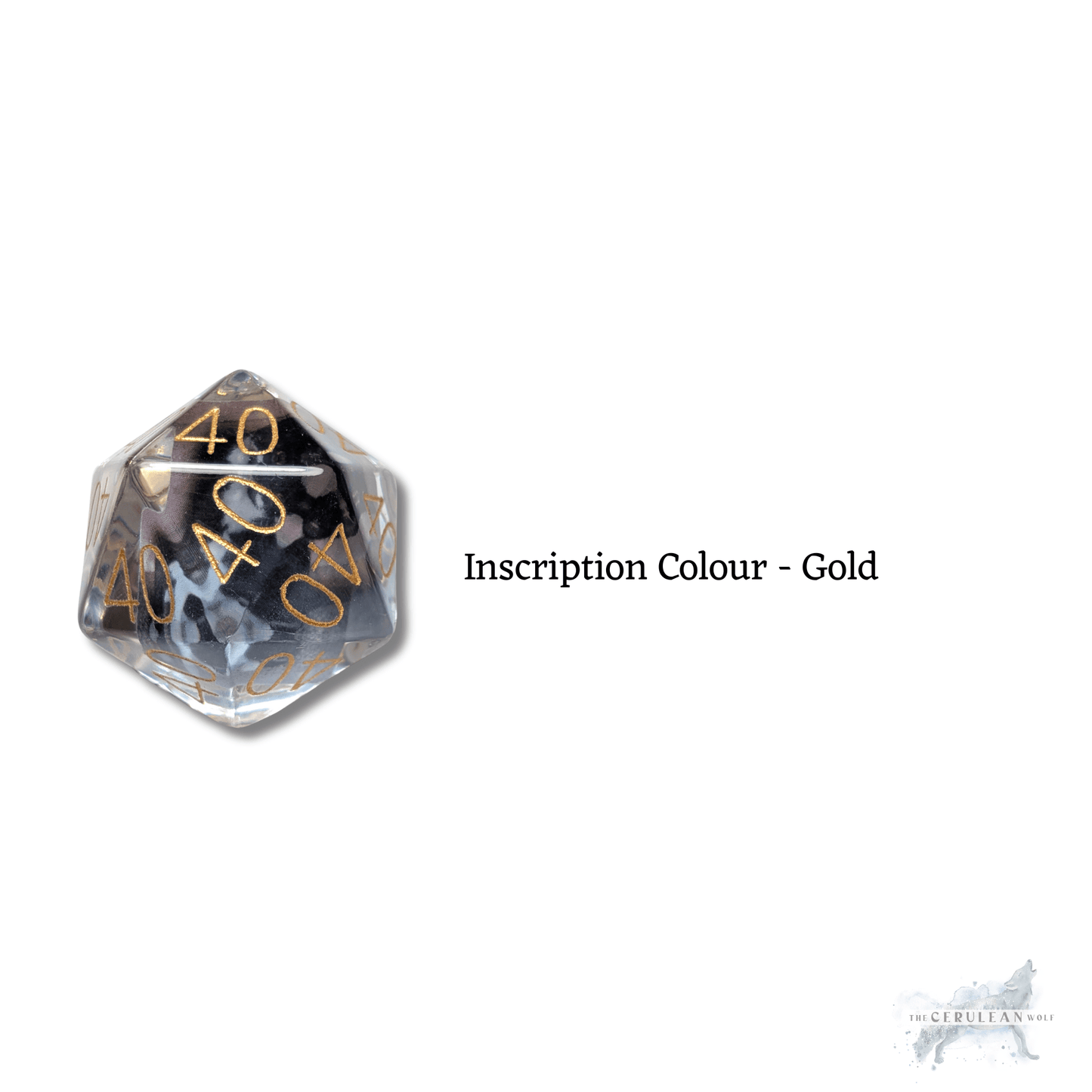 Large Custom Numbers and Photo D20 - The Cerulean Wolf