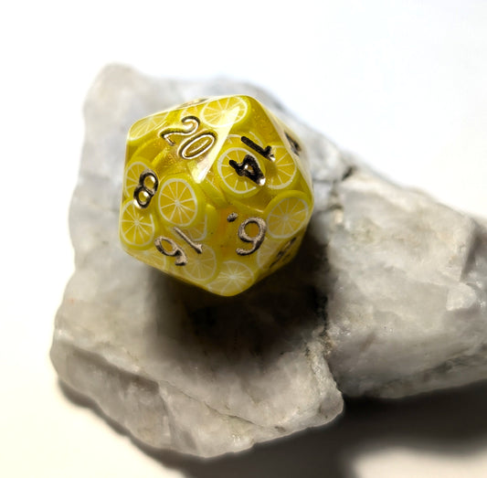 Lemon D20 Dice - The Cerulean Wolf