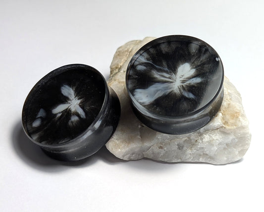 Marble Haze 30mm Double Flared Plugs - The Cerulean Wolf