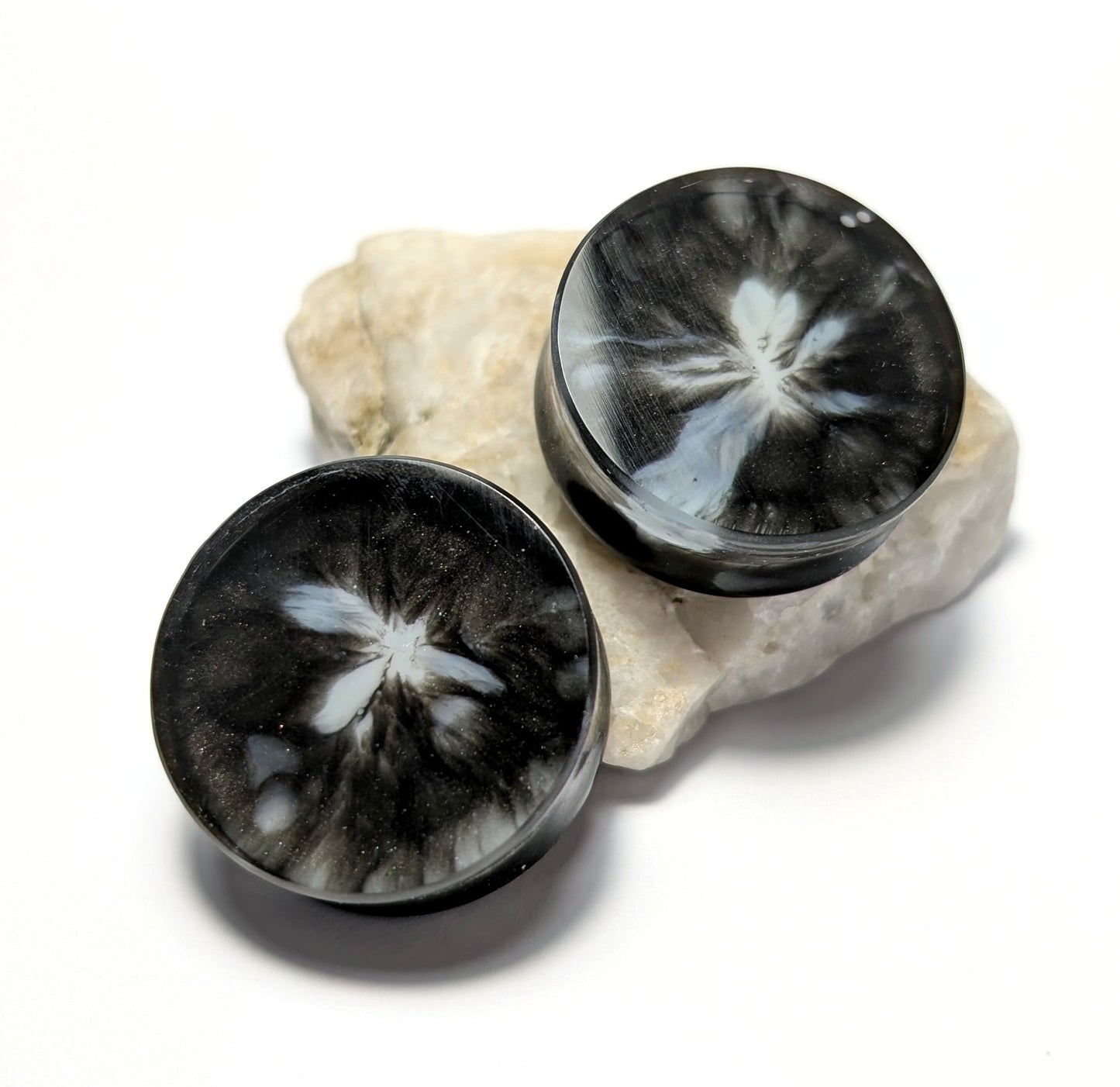 Marble Haze 30mm Double Flared Plugs - The Cerulean Wolf