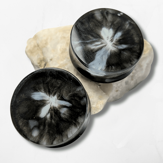 Marble Haze 30mm Double Flared Plugs - The Cerulean Wolf