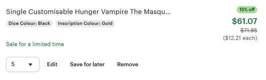 Mazikeen - 5x Sharp Hunger Dice - The Cerulean Wolf