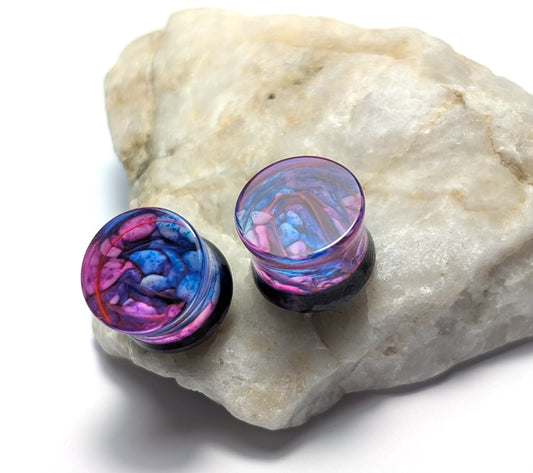 Midnight Drops 12mm Double Flared Plugs - The Cerulean Wolf