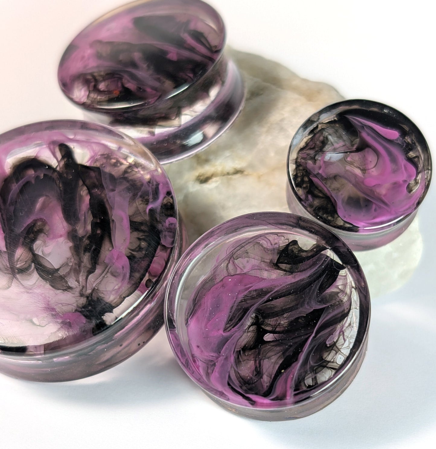 Midnight Haze Double Flared Plugs - The Cerulean Wolf