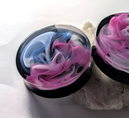 Nightfall Haze Double Flared Plugs - The Cerulean Wolf