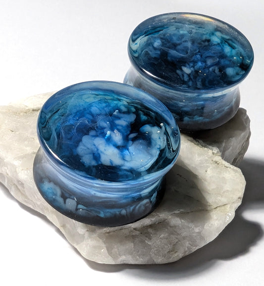 Ocean Mist Double Flared Plugs - The Cerulean Wolf