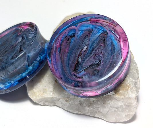 Pink and Blue Haze 32mm Double Flared Plugs - The Cerulean Wolf
