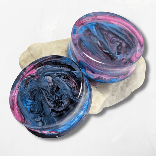 Pink and Blue Haze 32mm Double Flared Plugs - The Cerulean Wolf