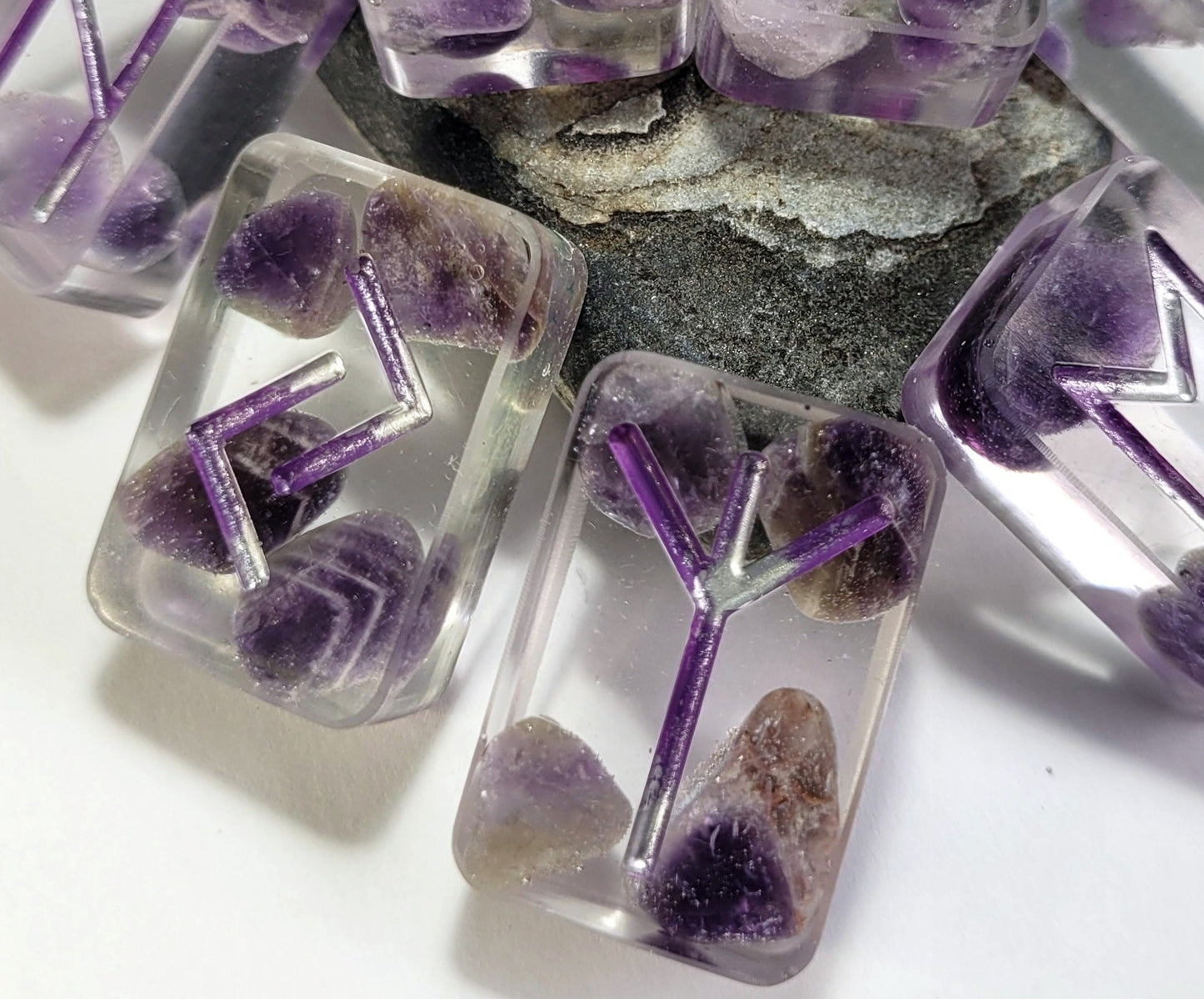 25 Amethyst Elder Futhark Runes - The Cerulean Wolf