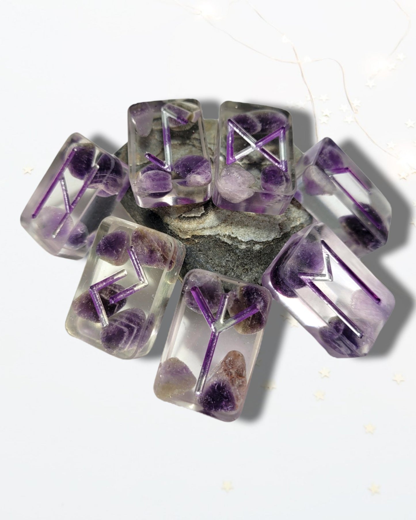 25 Amethyst Elder Futhark Runes - The Cerulean Wolf