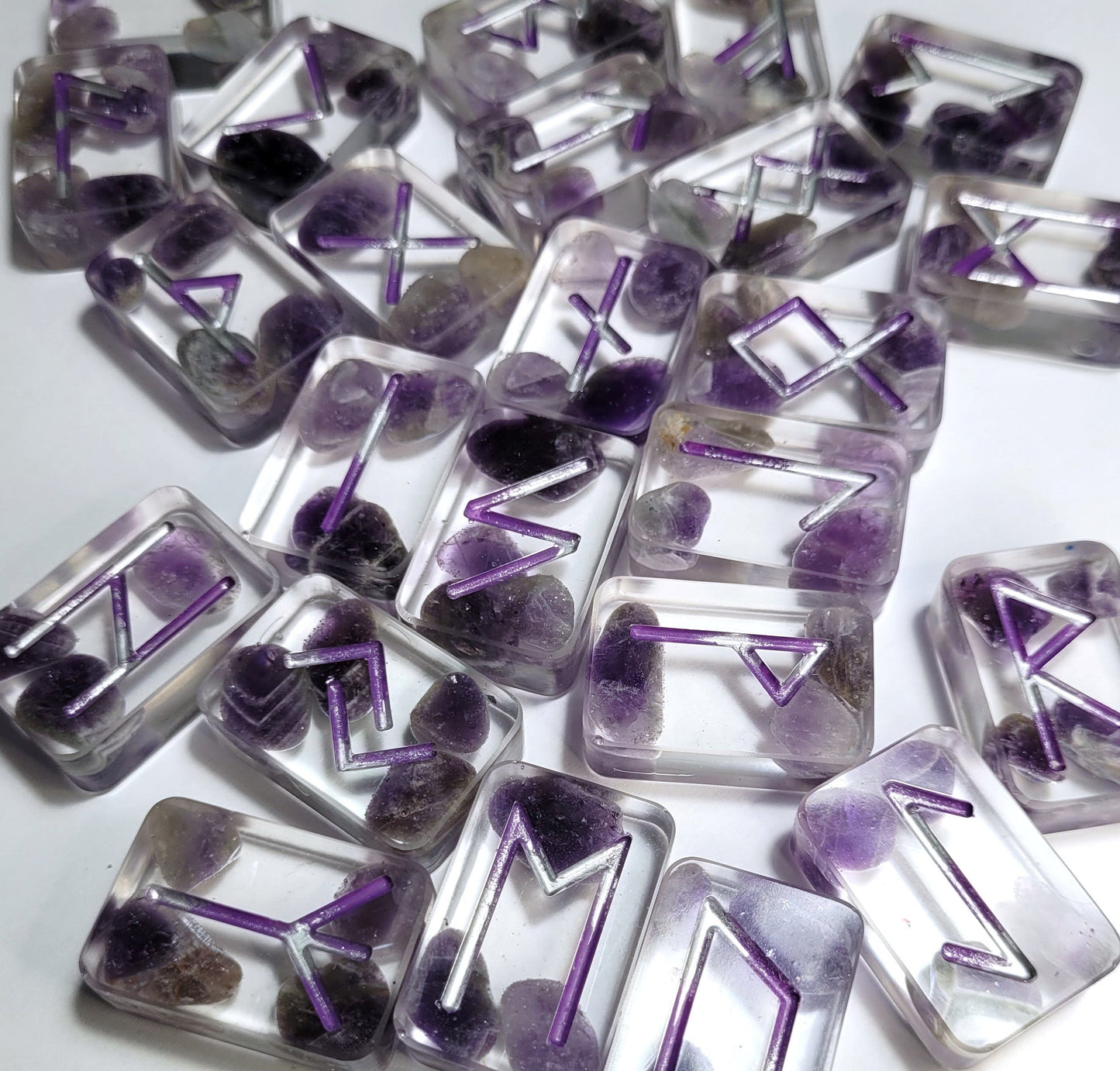 25 Amethyst Elder Futhark Runes - The Cerulean Wolf