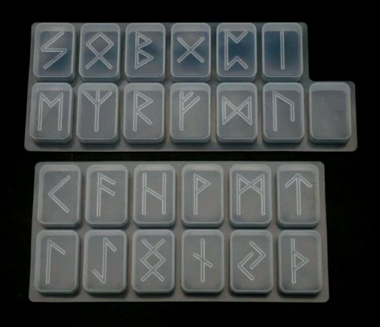 25 Holographic and Black Elder Futhark Runes - The Cerulean Wolf