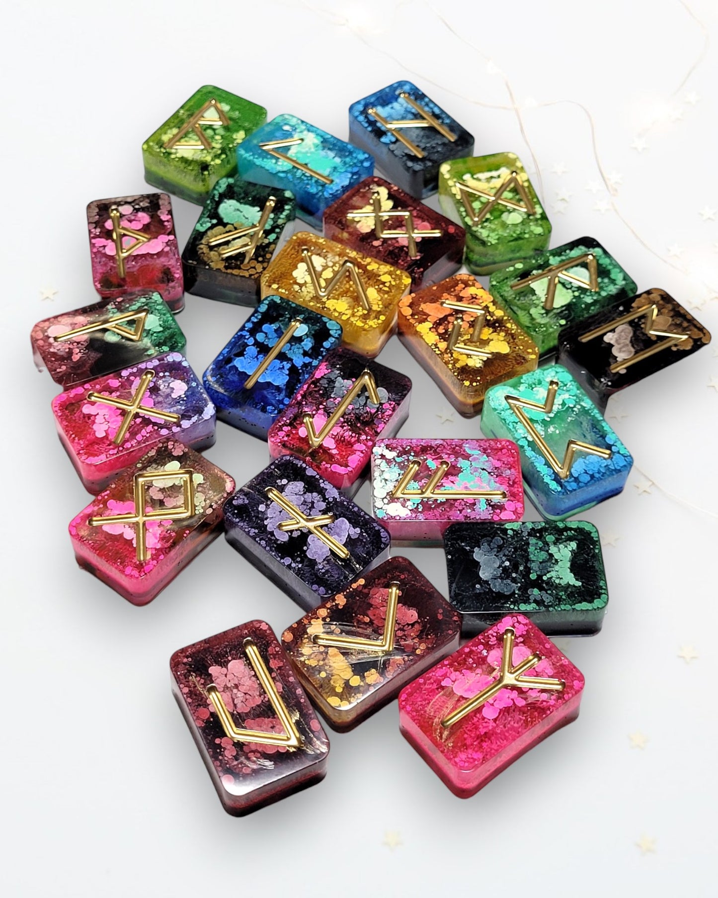 25 Multicoloured Elder Futhark Runes - The Cerulean Wolf