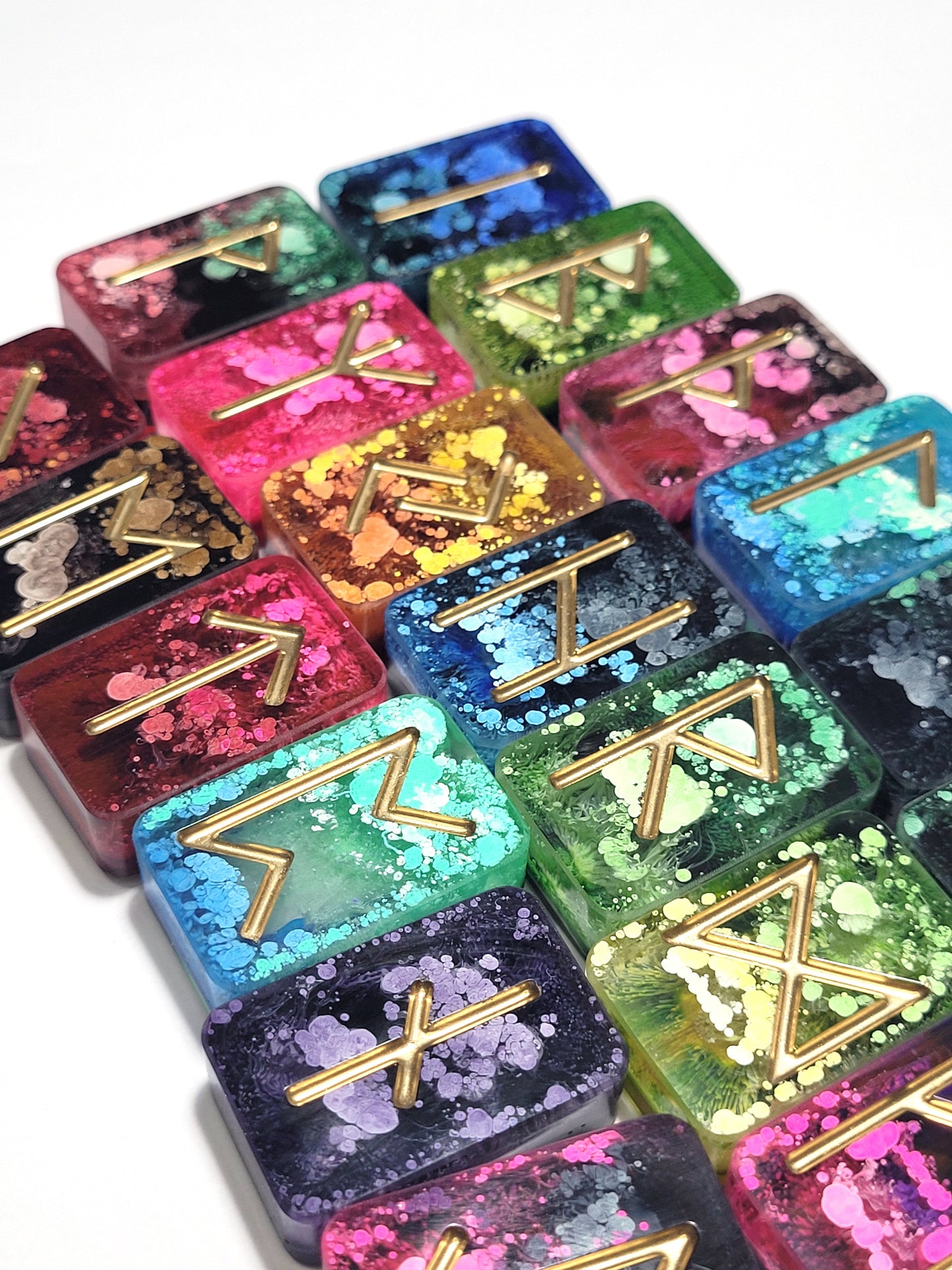 25 Multicoloured Elder Futhark Runes - The Cerulean Wolf