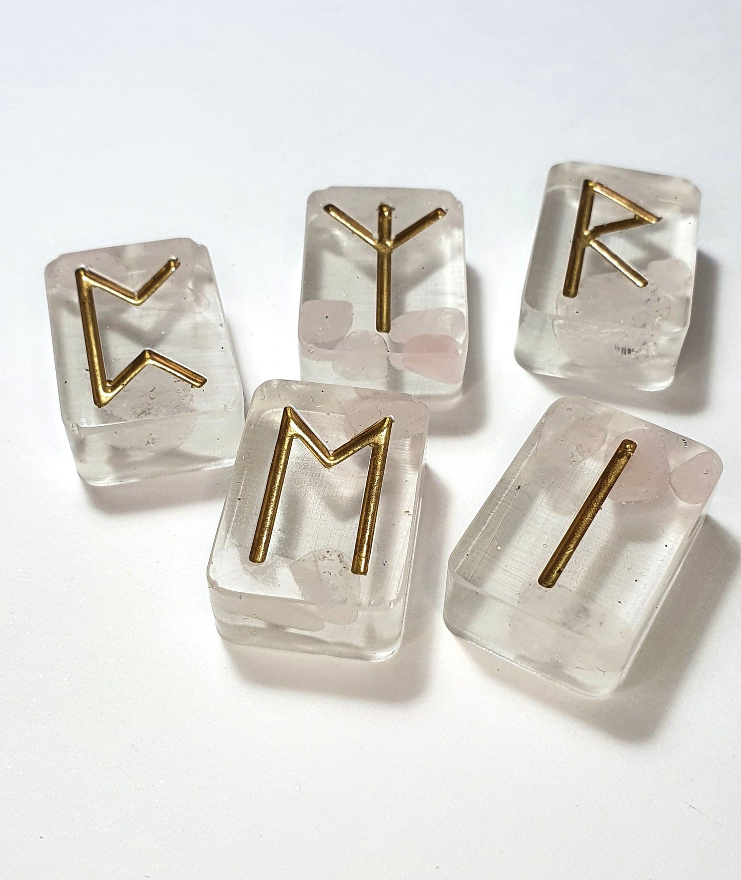 25 Rose Quartz Elder Futhark Runes - The Cerulean Wolf