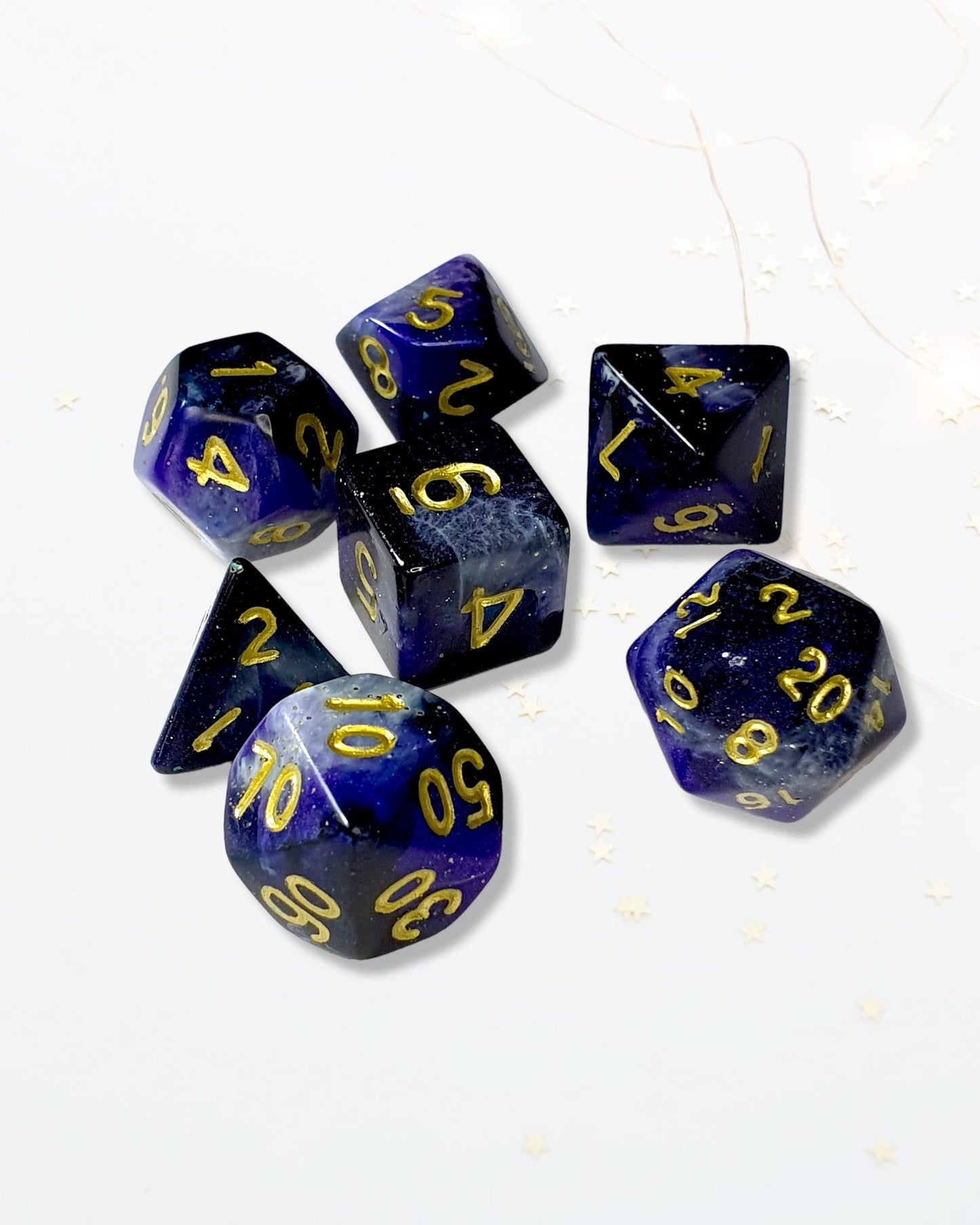 7 Galaxy DND Dice - The Cerulean Wolf