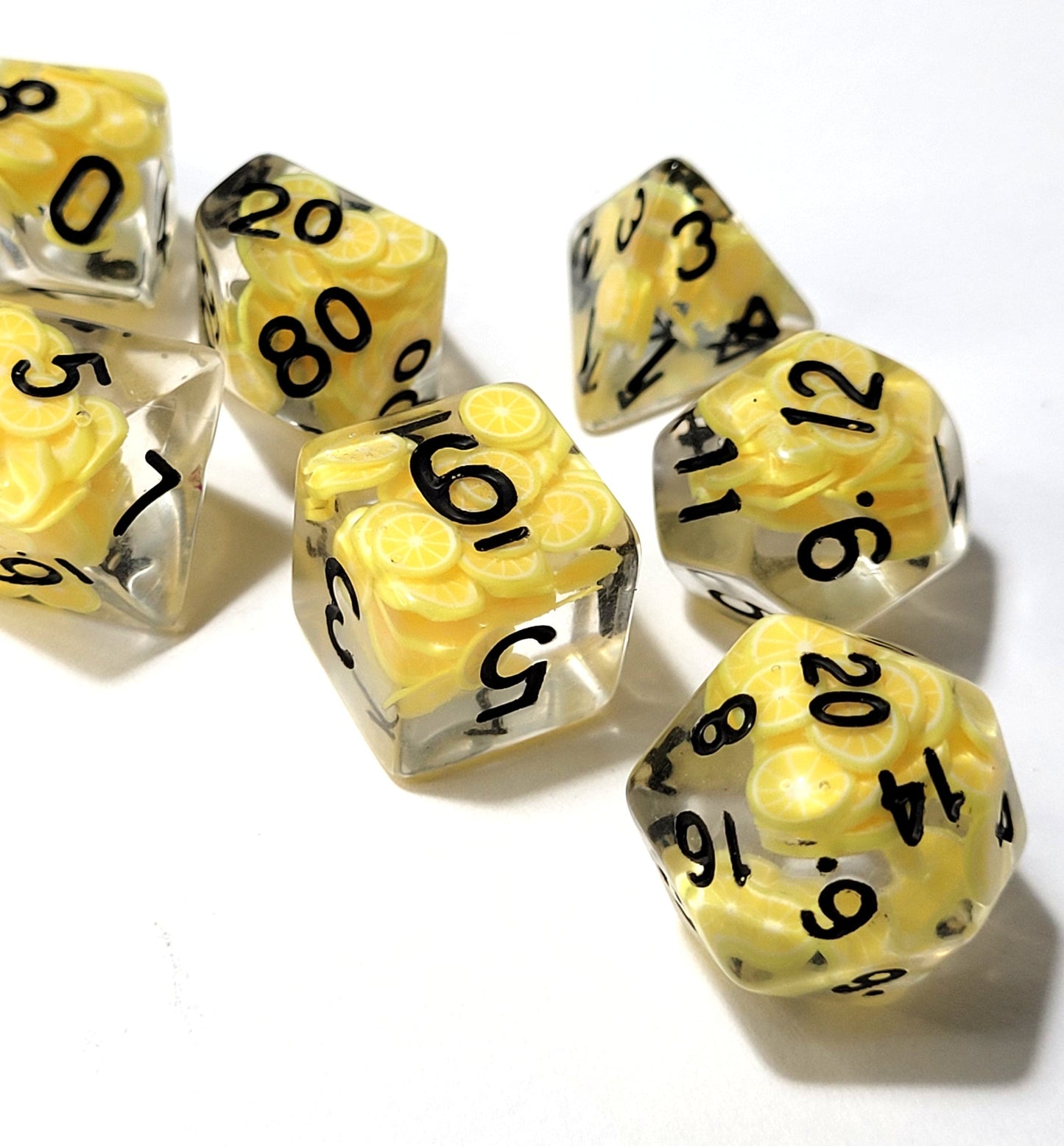 7 Lemon Slice DND Dice - The Cerulean Wolf
