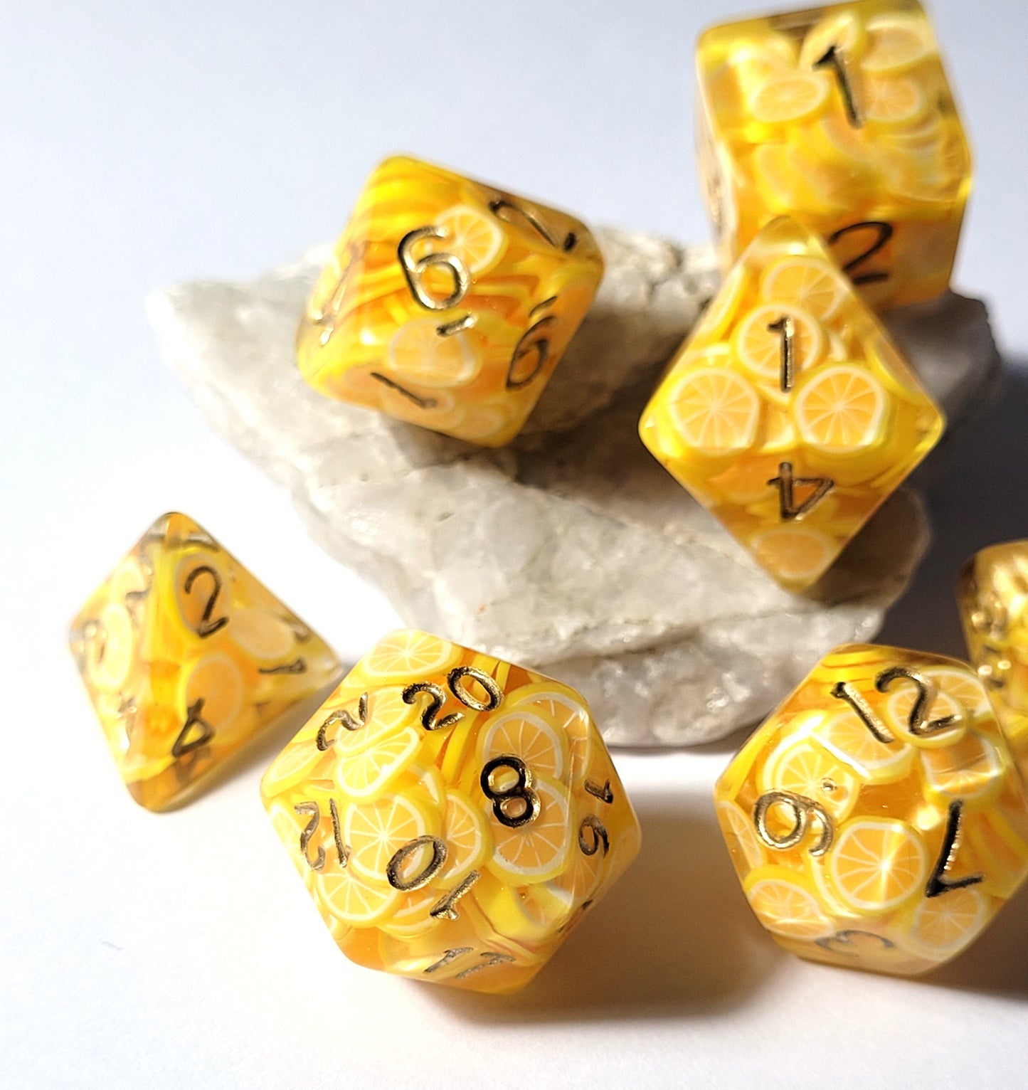 7 Lemon Slice DND Dice - The Cerulean Wolf